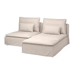 SÖDERHAMN - Sofa 2 dudukan dg chaise longue, Gransel alami