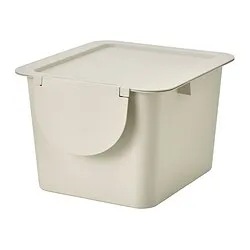 TRÖSKNING - Tempat sampah dg penutup, krem muda, 12 l