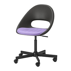 MALSKÄR/ELDBERGET - Swivel chair + pad, dark grey black/lilac