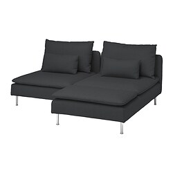 SÖDERHAMN - 2-seat sofa with chaise longue, Fridtuna dark grey
