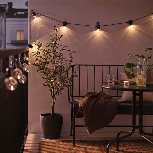 SVARTRÅ lampu rantai LED dengan 12 bohlam