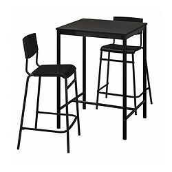 STIG/SANDSBERG - Meja bar dan 2 bangku bar, hitam/hitam, 67x67 cm