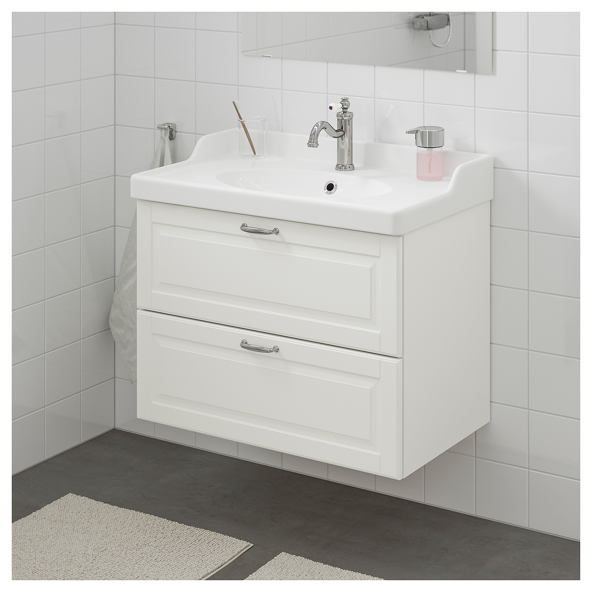 GODMORGON/RÄTTVIKEN meja wastafel 2 laci, Kasjön putih | IKEA Indonesia