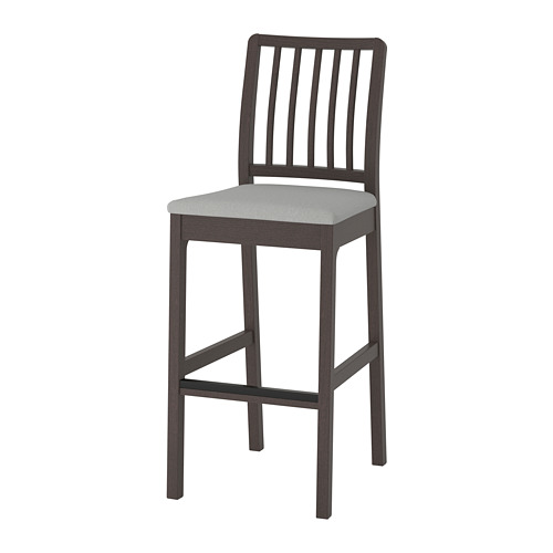 Ekedalen Bar Stool With Backrest Dark Brown Orrsta Light Grey Ikea Indonesia