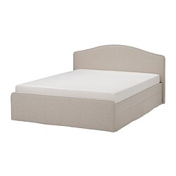 RAMNEFJÄLL - Upholstered bed frame, Kilanda light beige, 160x200 cm