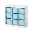 TROFAST - Storage combination with boxes, room divider/white light blue, 99x44x95 cm