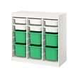 TROFAST - Storage combination with boxes, room divider/white bright green, 99x44x95 cm