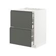METOD/MAXIMERA - Base cab f hob/2 fronts/3 drawers, white/Voxtorp dark grey, 60x60x80 cm