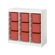 TROFAST - Storage combination with boxes, room divider/white red, 99x44x95 cm
