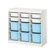 TROFAST - Storage combination with boxes, room divider/white light blue, 99x44x95 cm