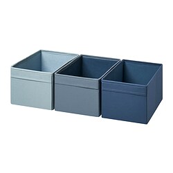 DRÖNA - Box, set of 3, blue, 18x25x15 cm