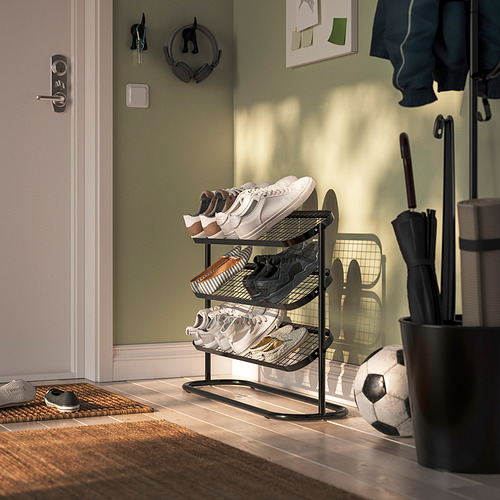 ÄLGANÄS shoe rack, black, 76x24x59 cm | IKEA Indonesia