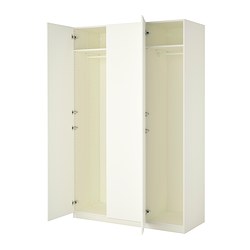 PAX/FORSAND - Lemari pakaian, putih/putih, 150x60x236 cm