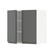 METOD - Kabinet dinding dg rak/2 pintu, putih/Voxtorp abu-abu tua, 60x37x60 cm