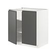METOD - Kabinet dasar dg rak/2 pintu, putih/Voxtorp abu-abu tua, 80x60x80 cm