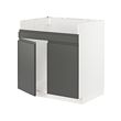 METOD - Base cab f HAVSEN double bowl sink, white/Voxtorp dark grey, 80x60x80 cm