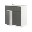 METOD - Base cabinet f sink w 2 doors/front, white/Voxtorp dark grey, 80x60x80 cm