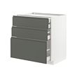 METOD/MAXIMERA - Base cb 3 frnts/2 low/1 md/1 hi drw, white/Voxtorp dark grey, 80x60x80 cm