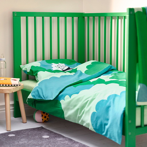 GRÖNFINK 3-piece bedlinen set for cot