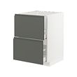 METOD/MAXIMERA - Base cab f sink+2 fronts/2 drawers, white/Voxtorp dark grey, 60x60x80 cm