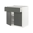 METOD/MAXIMERA - Kabinet dasar dengan laci/2 pintu, putih/Voxtorp abu-abu tua, 80x60x80 cm