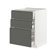 METOD/MAXIMERA - Kabinet dasar dgn 3 laci, putih/Voxtorp abu-abu tua, 60x60x80 cm