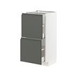 METOD/MAXIMERA - Base cabinet with 2 drawers, white/Voxtorp dark grey, 40x37x80 cm