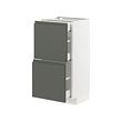 METOD/MAXIMERA - Base cab with 2 fronts/3 drawers, white/Voxtorp dark grey, 40x37x80 cm