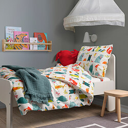 LATTJO - Sarung duvet dan sarung bantal, binatang/aneka warna, 150x200/50x80 cm