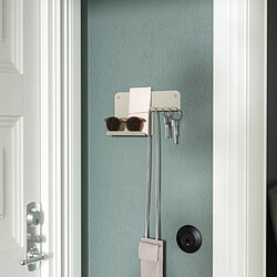 HAVREKROSS - Wall organiser w hooks, light grey-beige, 23x13 cm