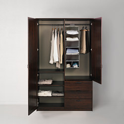 MUSKEN - Lemari pakaian 2 pintu+3 laci, cokelat, 124x60x201 cm