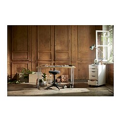 KRILLE/LAGKAPTEN - Desk, white stained oak effect/white, 120x60 cm