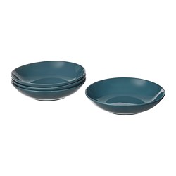 FÄRGKLAR - Piring cekung, glossy toska tua, 23 cm