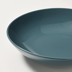 FÄRGKLAR - Piring cekung, glossy toska tua, 23 cm