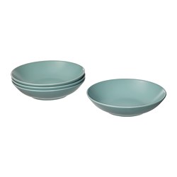 FÄRGKLAR - Deep plate, matt light turquoise, 23 cm