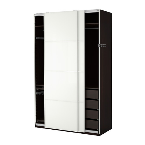 PAX lemari  pakaian  hitam cokelat F rvik kaca  putih IKEA  