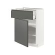 METOD/MAXIMERA - Kabinet dasar dengan laci/pintu, putih/Voxtorp abu-abu tua, 60x37x80 cm