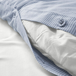 BERGPALM - Sarung duvet dan sarung bantal, biru/garis-garis, 150x200/50x80 cm