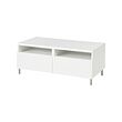 BESTÅ - Coffee table with drawers, white/Selsviken/Ösarp high-gloss/white, 120x58 cm