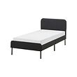 SLATTUM - Upholstered bed frame, Vissle dark grey, 90x200 cm