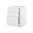 METOD/MAXIMERA - Base cab f hob/3 fronts/3 drawers, white/Stensund white, 60x60x80 cm