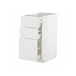 METOD/MAXIMERA - Kabinet dasar dgn 3 laci, putih/Stensund putih, 40x60x80 cm