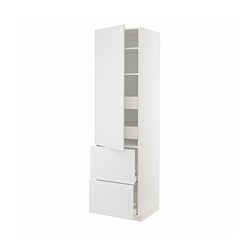 METOD/MAXIMERA - Hi cab w shlvs/4 drawers/dr/2 frnts, white/Stensund white, 60x60x220 cm