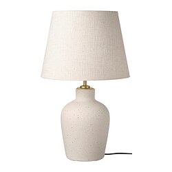 BLIDVÄDER - Lampu meja, putih pudar keramik/krem, 50 cm