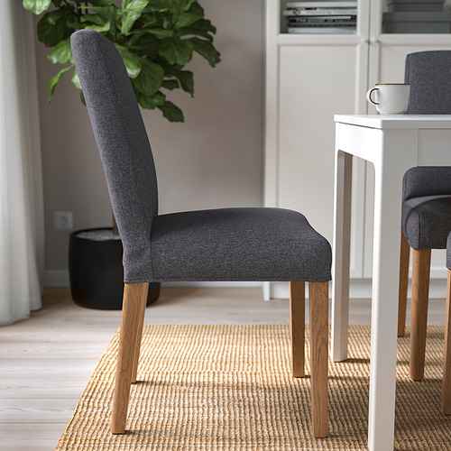 BERGMUND chair, oak effect/Gunnared medium grey | IKEA Indonesia