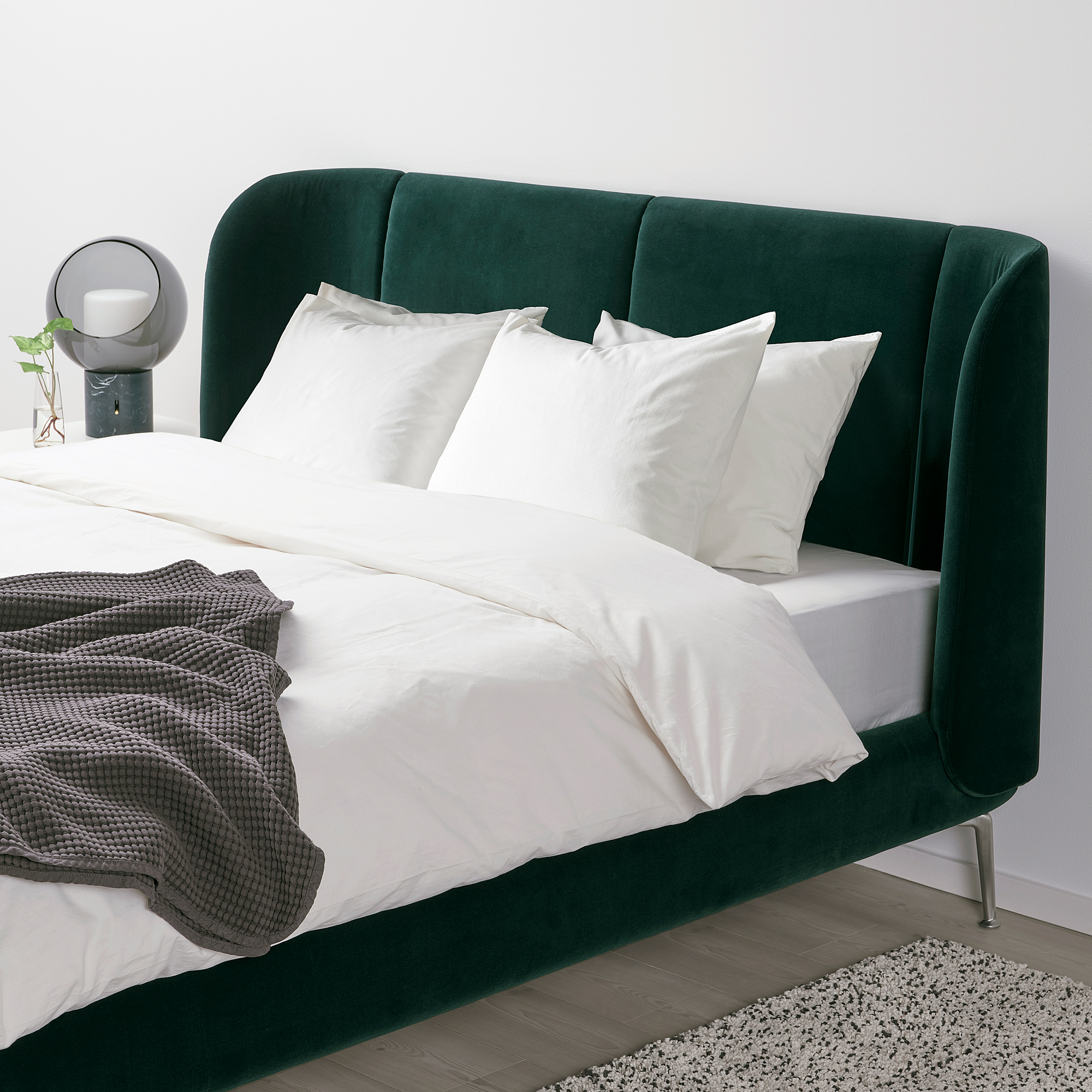 TUFJORD Upholstered Bed Frame, Djuparp Dark Green, 180x200 Cm | IKEA ...