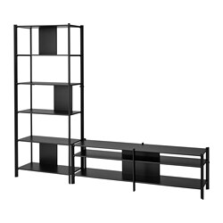 JÄTTESTA - TV storage combination, black, 240x40x195 cm