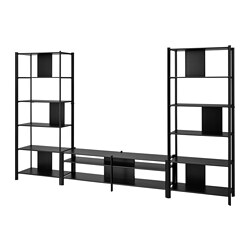 JÄTTESTA - TV storage combination, black, 320x40x195 cm