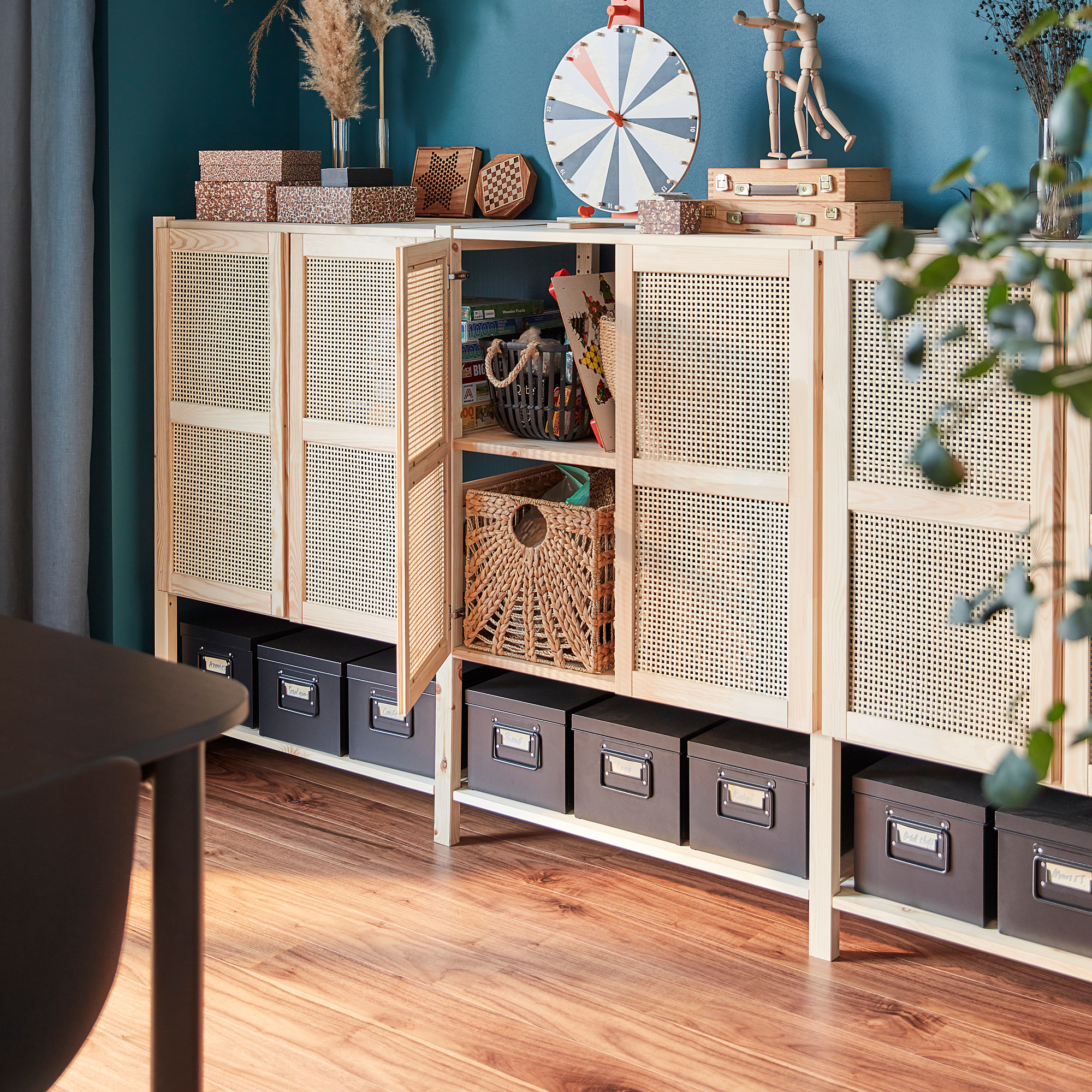 IVAR shelving unit with doors, pine, 259x30x124 cm | IKEA Indonesia