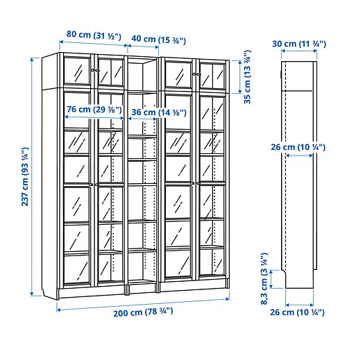 BILLY/OXBERG Measurement Illustration